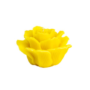 żółta świeca w kształcie kwiatu róży